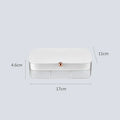 Green minimalist multi-layer jewellery storage box with compartments for earrings and necklaces.