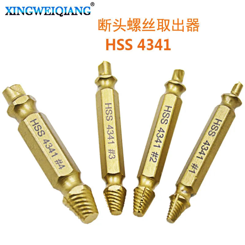4341 high-speed steel screw extractor set for removing broken screws, bolts and nails