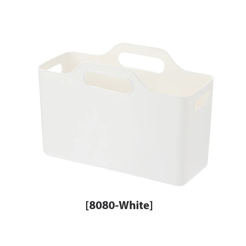 White PE plastic storage box with handle for laundry detergent and household sundries