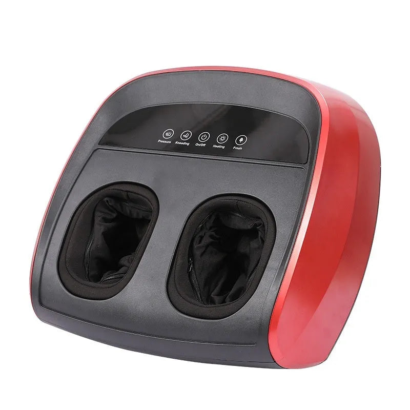 Flip automatic foot massager in black on a floor, showing foot placement area.