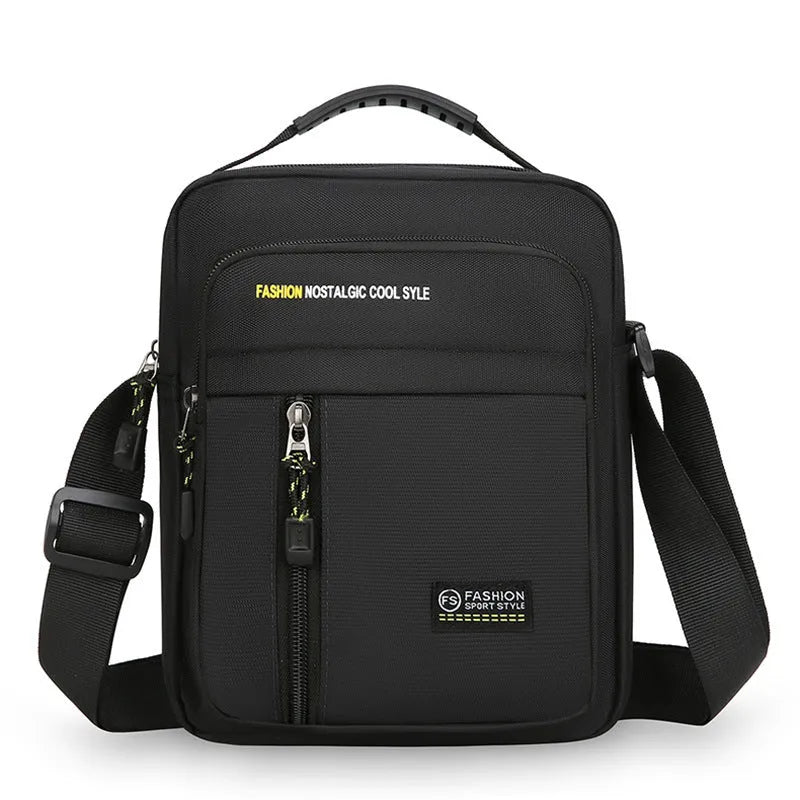 Men's casual nylon messenger bag in crossbody design available in four colour options