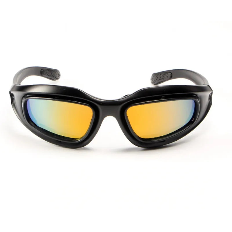 Tactical polarised sunglasses with sports full rim frame for outdoor cycling.