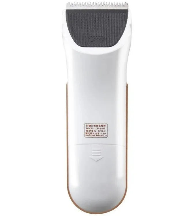 White pet electric hair clipper with ceramic blade for grooming dogs and cats
