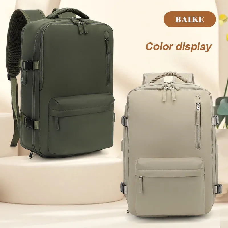 Women's large capacity Oxford cloth luggage backpack with curved straps in light grey colour