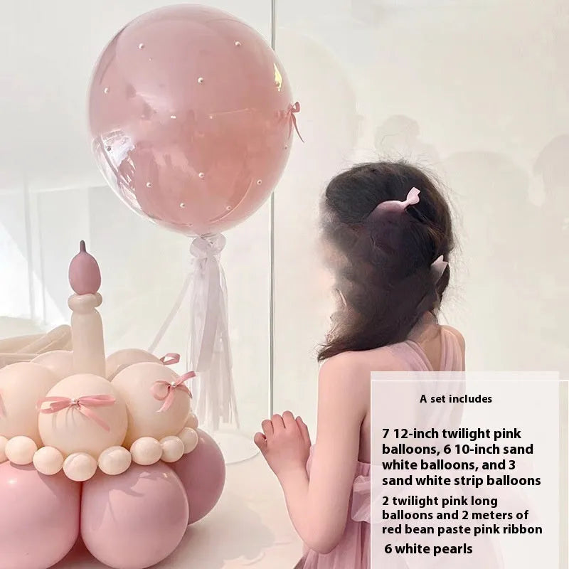 Finished balloon bouquet cake decoration kit with round balloons for DIY party centrepieces