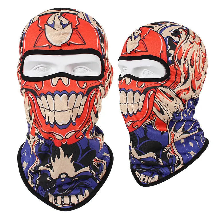 Motorcycle breathable skull sun mask with Bakool silk fabric in 36*29 cm size