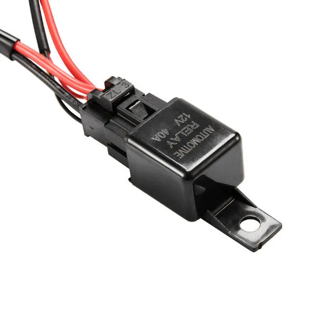 Black off-road LED spotlight wiring harness kit with switch and 2-metre cable