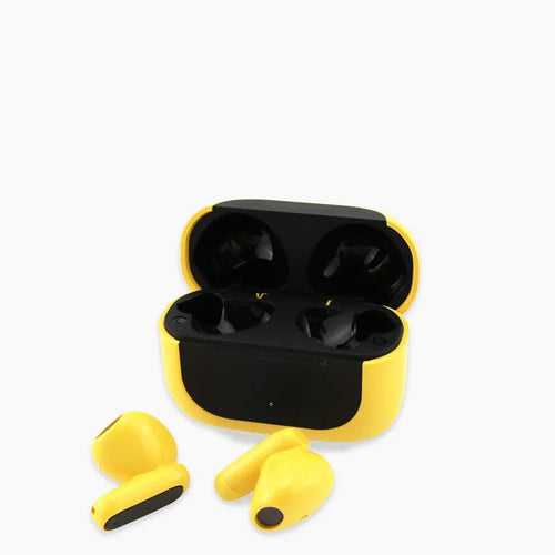 Jerry cartoon wireless in-ear Bluetooth headphones in black, white, or yellow colour options.