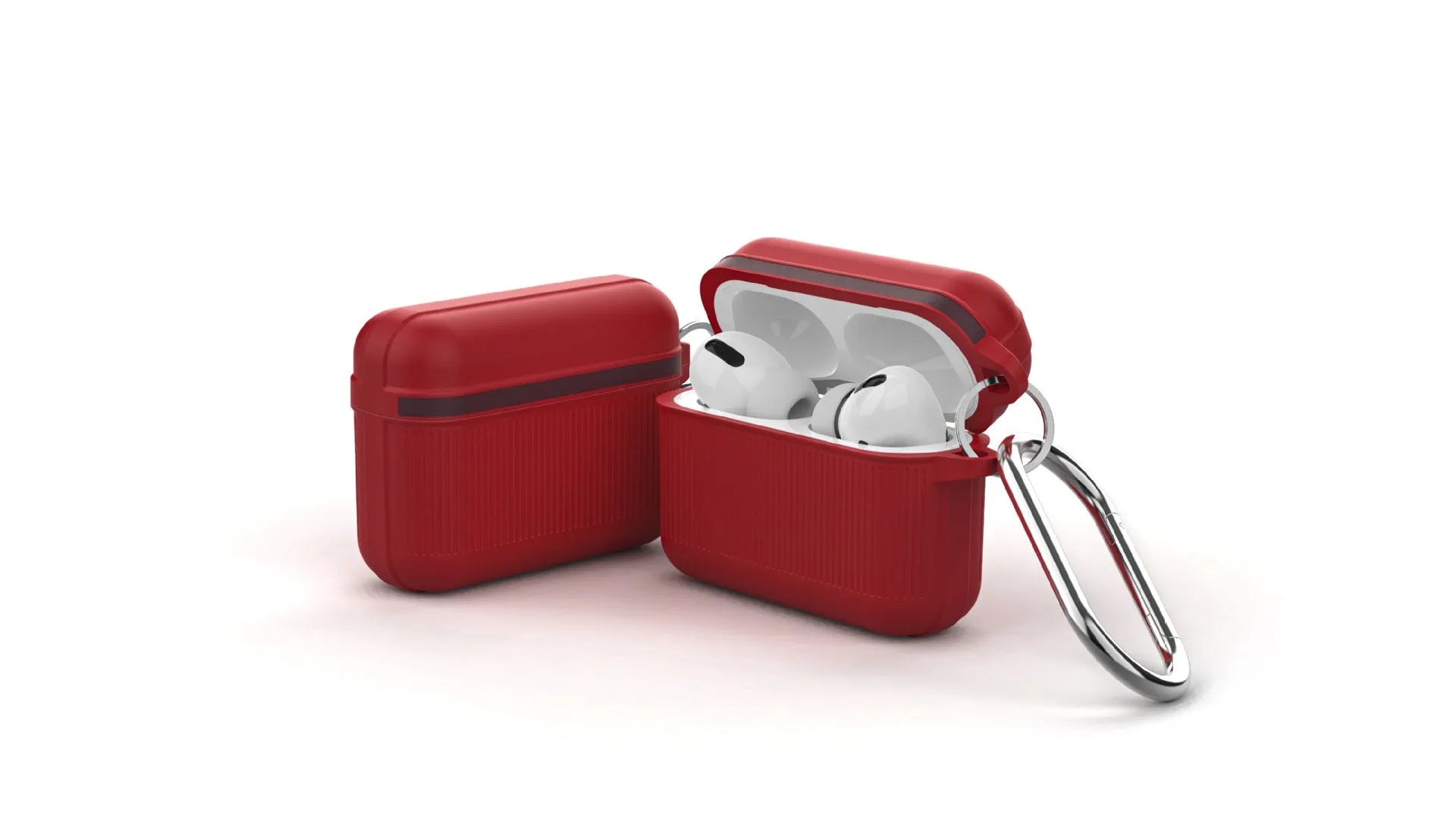 Split silicone protective case for Apple AirPods with thickened corners and metal buckle