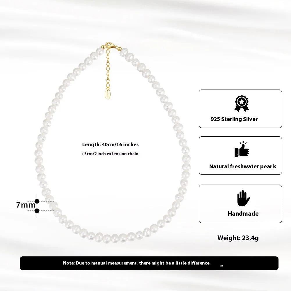 Adjustable sterling silver necklace with natural freshwater pearl pendant