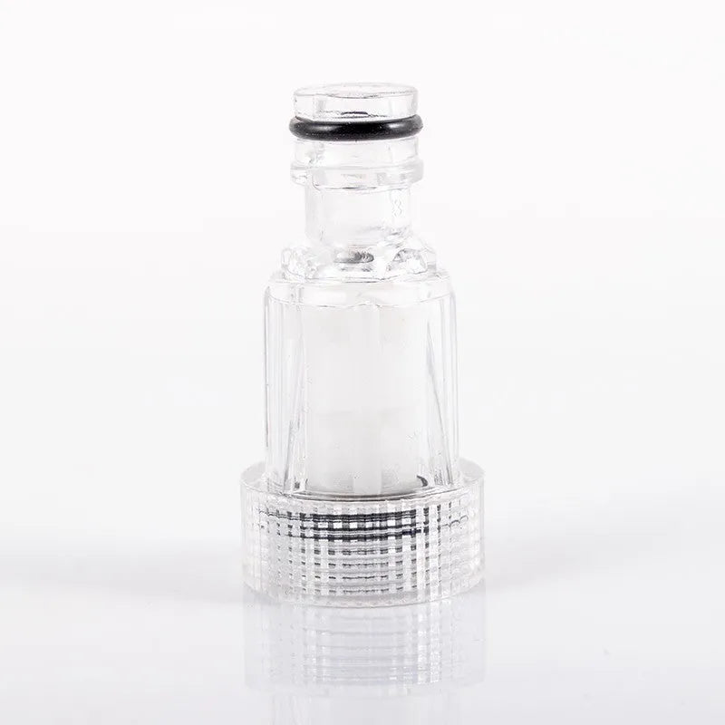 Transparent plastic water inlet joint for Kärcher pressure washers with 3cm diameter filter screen