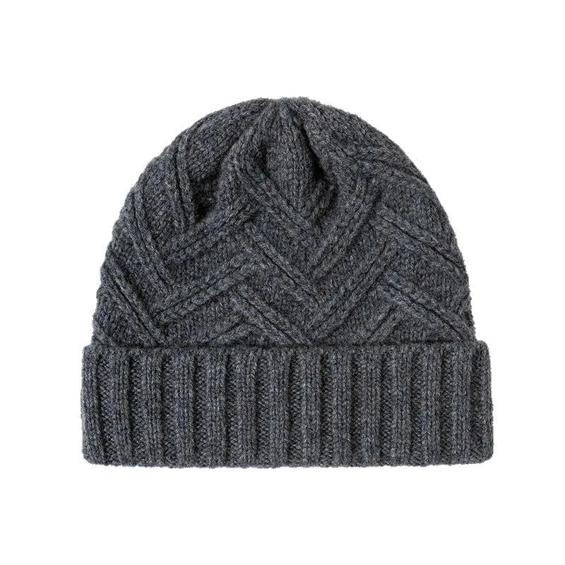 Wool knitted women's hat with dome crown and totem pattern in six colour options