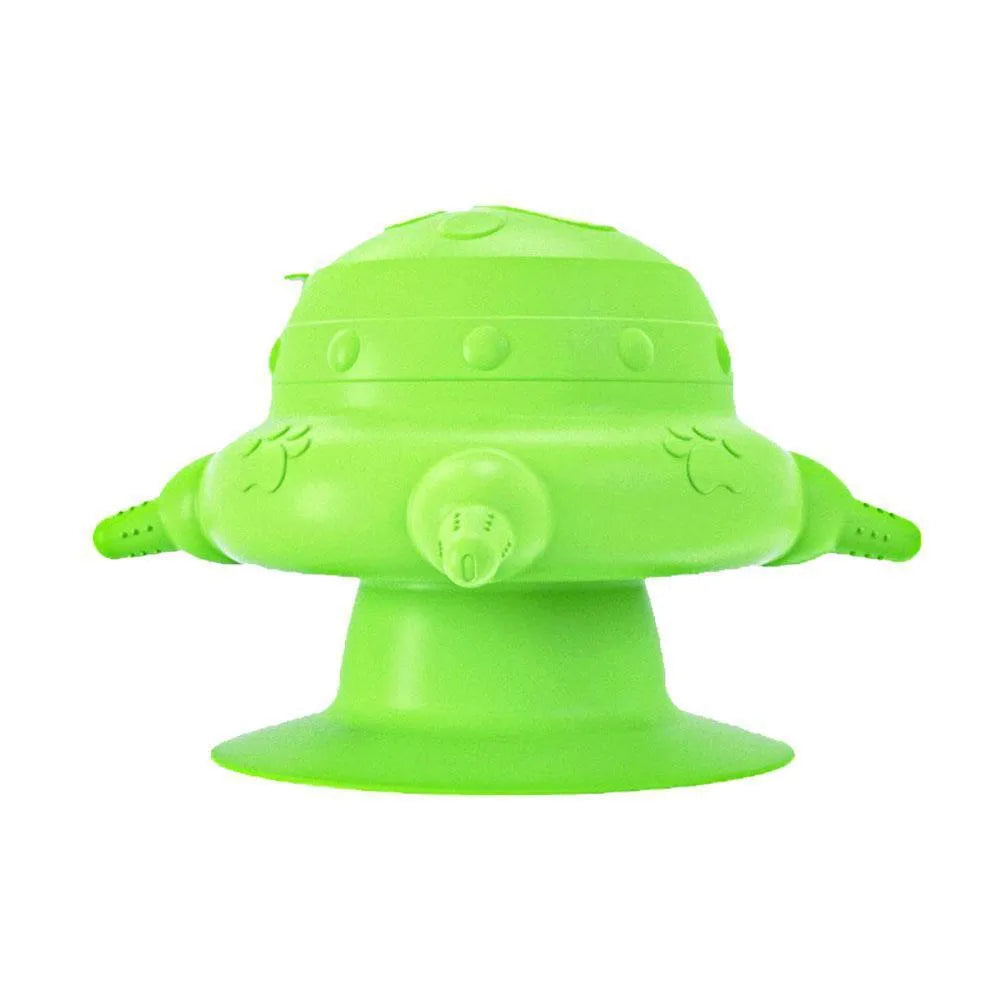 Pink silicone pet nursing device with breast-shaped milk bowl and pacifiers for feeding puppies and kittens