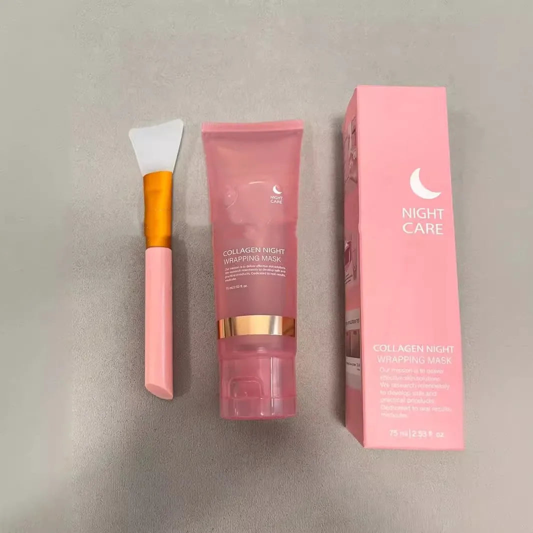 75ml collagen night face mask bottle with brush applicator for even overnight application