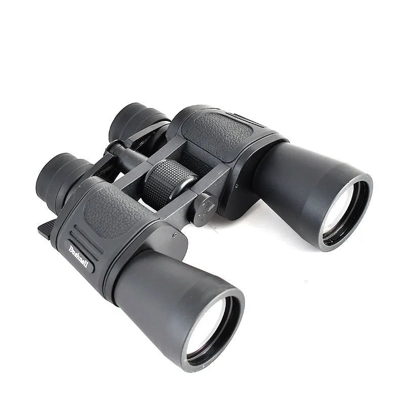 Outdoor telescope binoculars with continuous zoom, shown in a double barrel design.