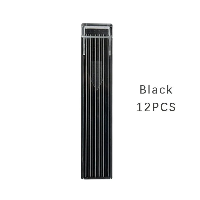 Box of 12 colourful mechanical pencil refill leads for 0.5mm pencils in black blue green orange purple red white yellow