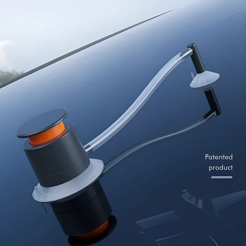 Plastic car windshield crack repair tool with UV light and 0.5 mm injector nozzle.