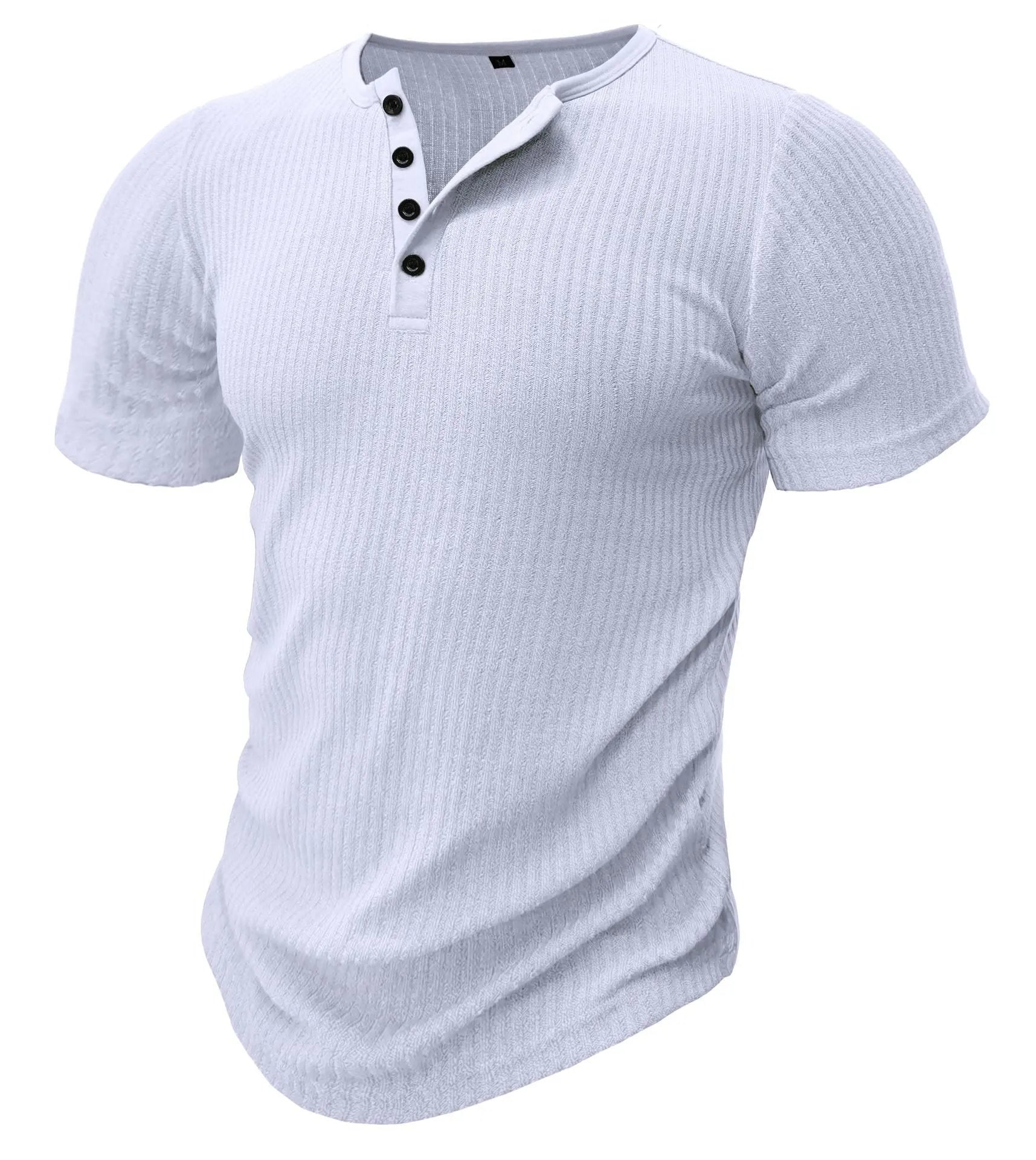 Men's slim-fit short-sleeved sports T-shirt in solid colours on a white background.