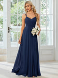 Women's long sleeveless A-line pleated dress in light green for banquet or casual wear.