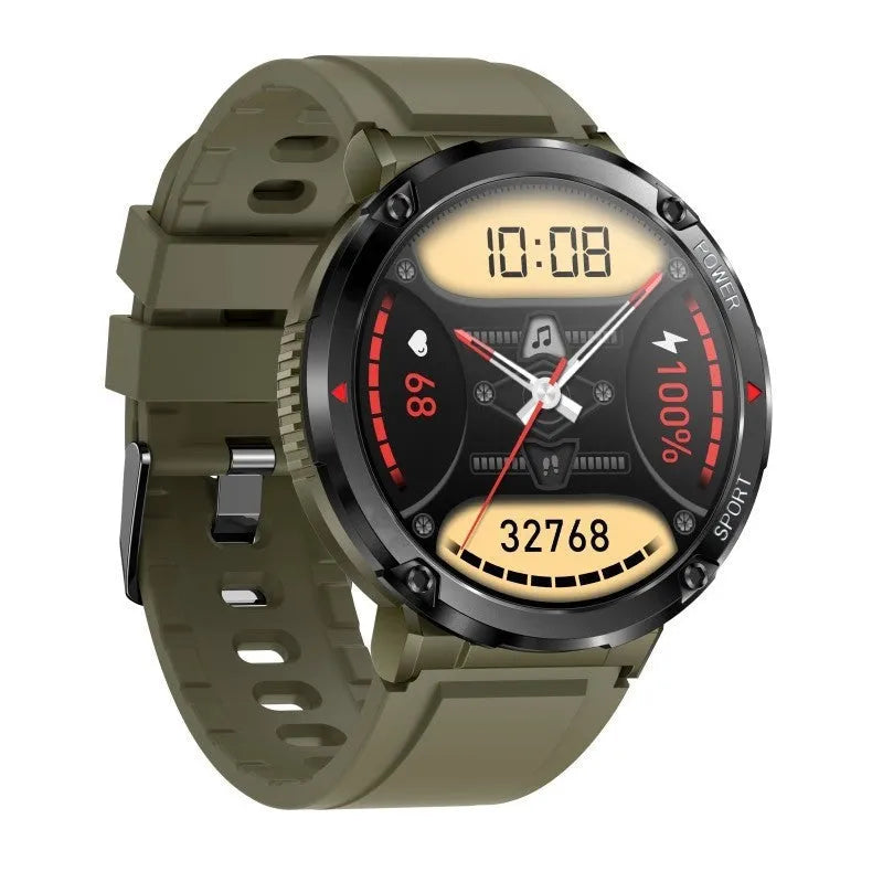 T30 Smart Watch in black on wrist showing display with heart rate and time