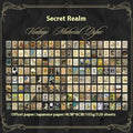 Retro style sticker collection with 320 pieces at 4cm by 6cm size in Secret Land colour design