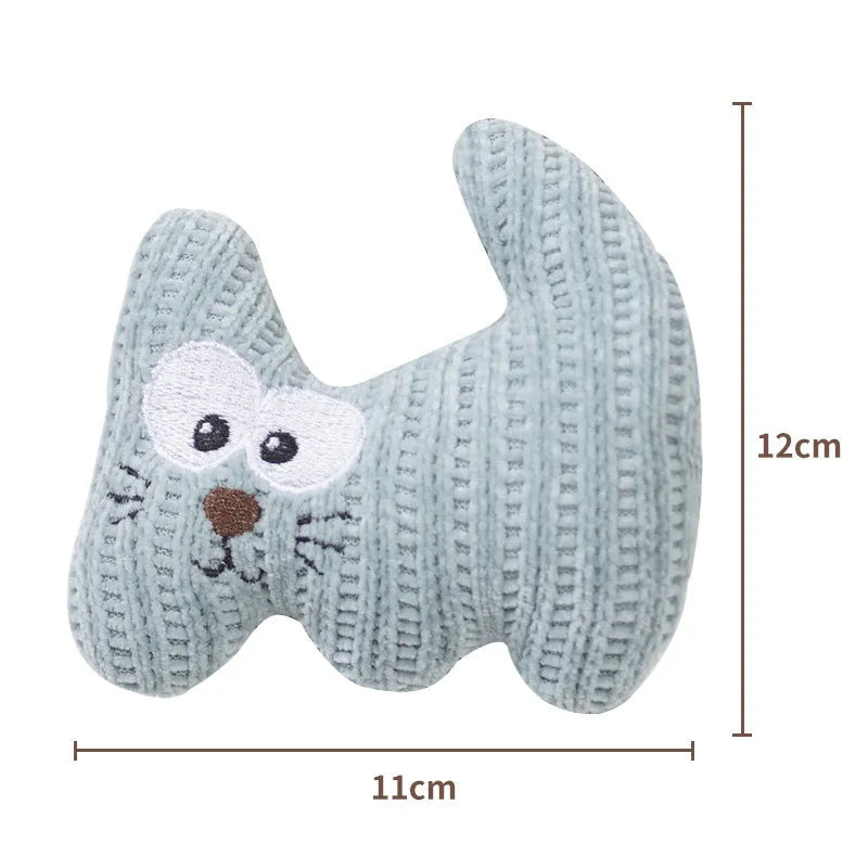 Cyan catnip plush toy with bell inside measuring 12cm by 11cm for feline play
