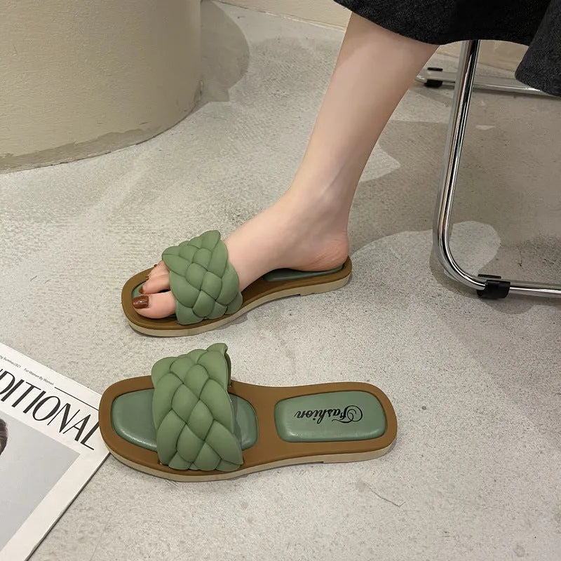 Women's white PVC beach sandals with plaid pattern and thick anti-skid soles