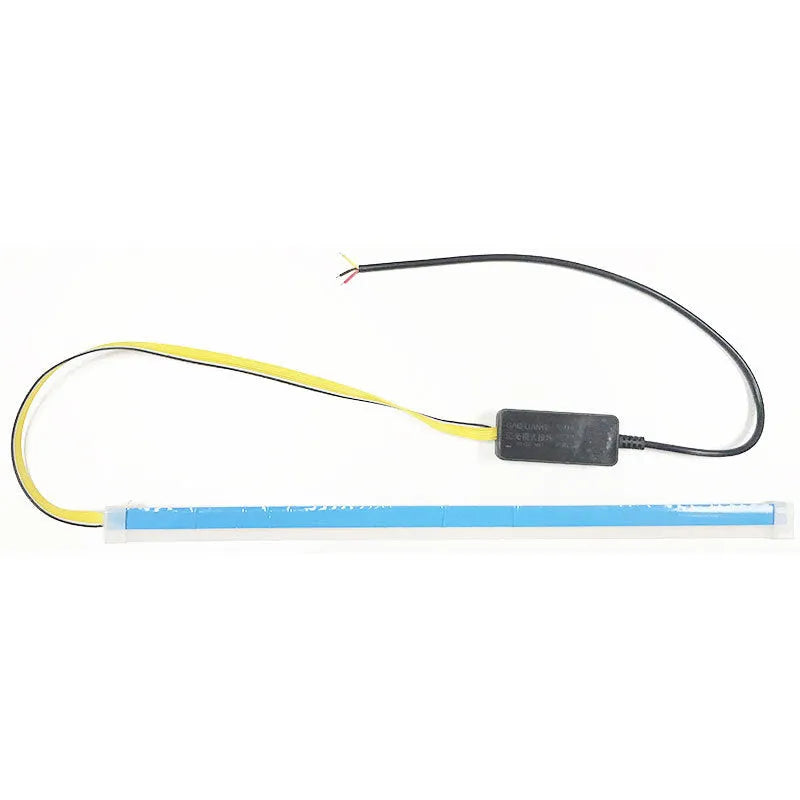 Car LED daytime running light strip with flowing turn signal function in silicone waterproof housing
