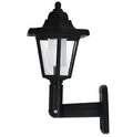 Black hexagonal solar wall light with IP44 waterproof rating for outdoor use