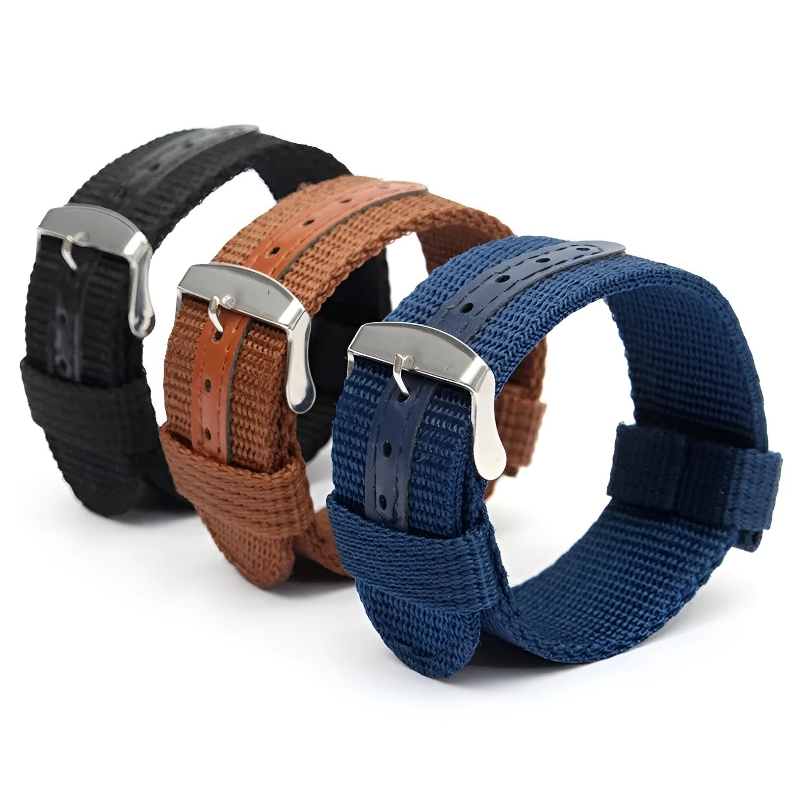 Canvas NATO watch band in black, 1.4mm thick, for outdoor sports