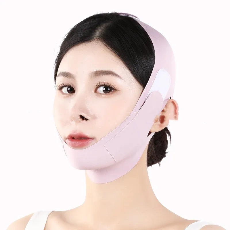 Purple and green face shaping mask for facial lifting and tightening