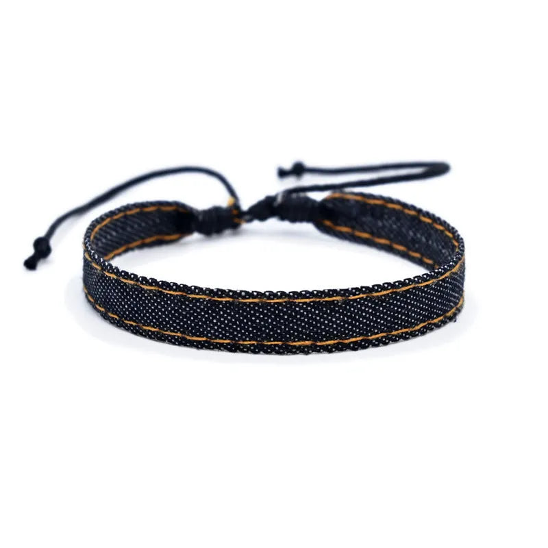 Denim fabric bracelet carrying strap in national style with cute design