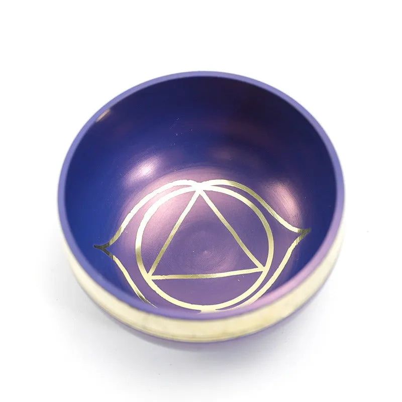 Handmade colourful Himalayan singing bowl meditation instrument with mallet