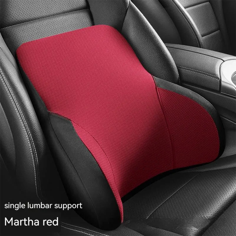 Memory foam car lumbar support and headrest pillow set in knitted fabric with six colour options
