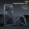 iPhone 17 Pro Max metal phone case with magnetic bracket in black colour showing business style design