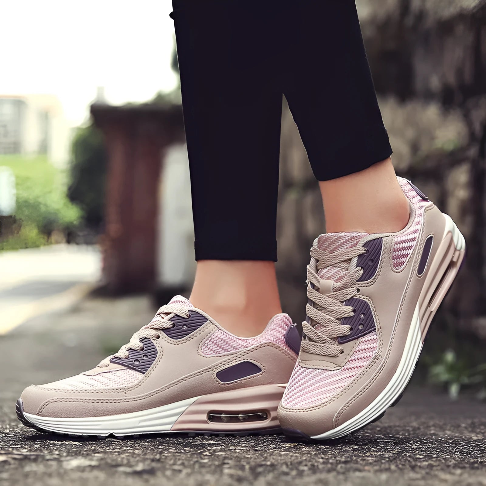 Women's casual shoes with 3.5cm low heel in beige orange, grey, and pink purple colour options