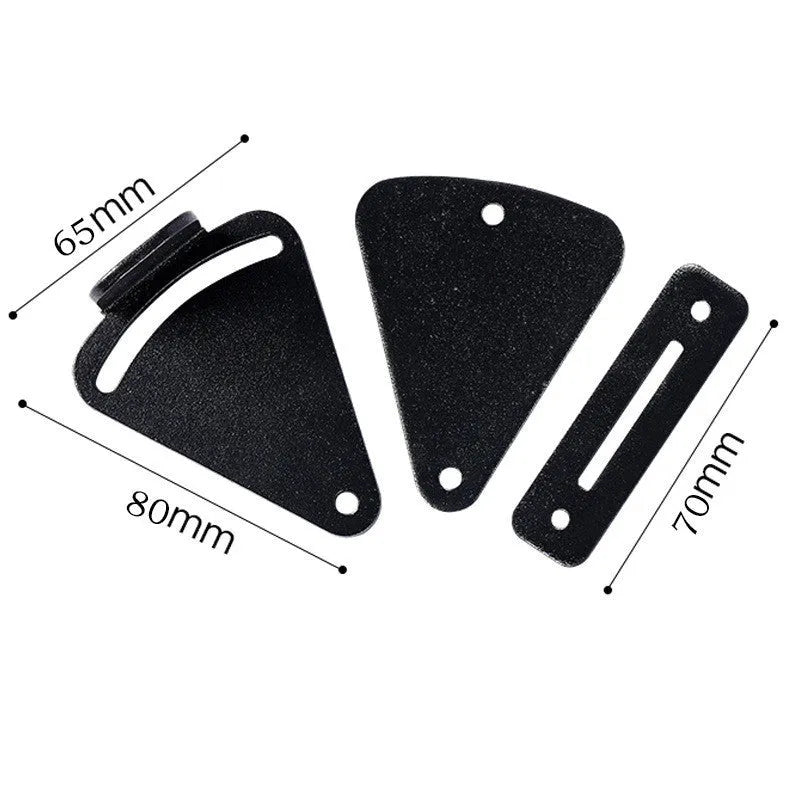 Black stainless steel sliding barn door lock shown in S and M sizes for different door gaps.