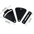 Black stainless steel sliding barn door lock shown in S and M sizes for different door gaps.