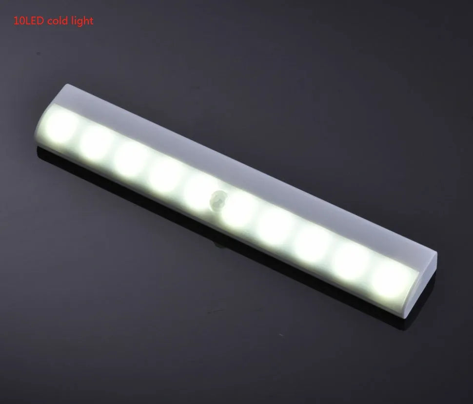 USB rechargeable human body induction LED closet light with magnetic back in white and warm white colour options.