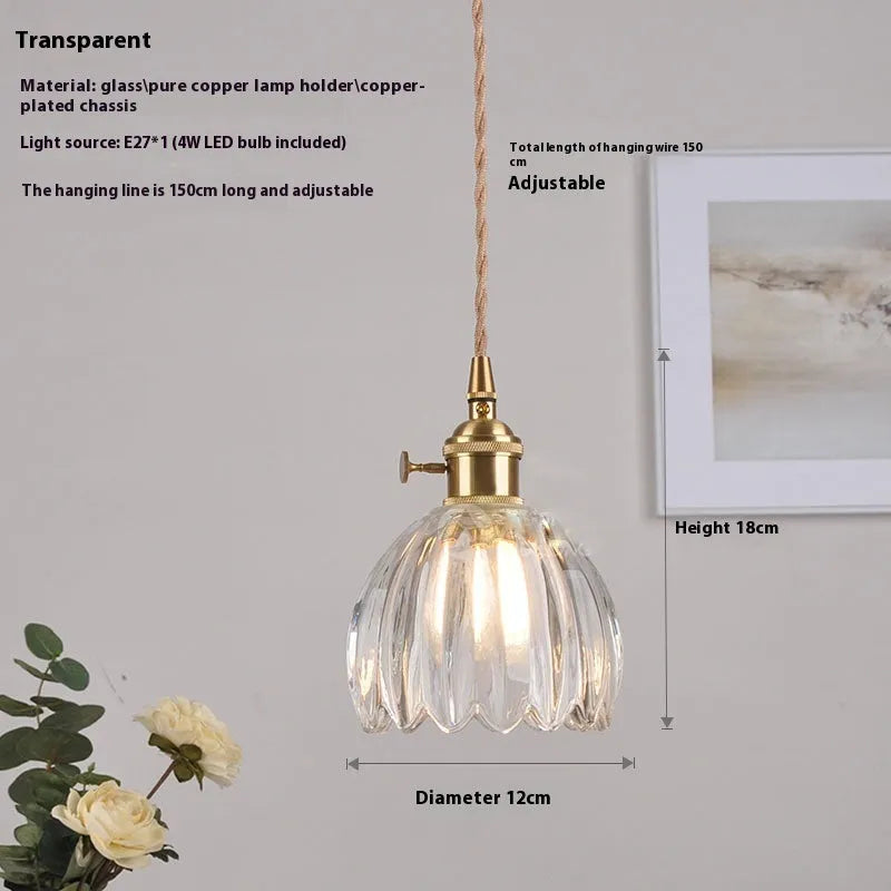 Vintage glass flower chandelier in Nordic style for bedroom bedside lighting