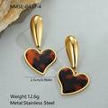 Women's tortoiseshell resin earrings in hawksbill colour with 18K gold plating showing heart and flower geometric designs