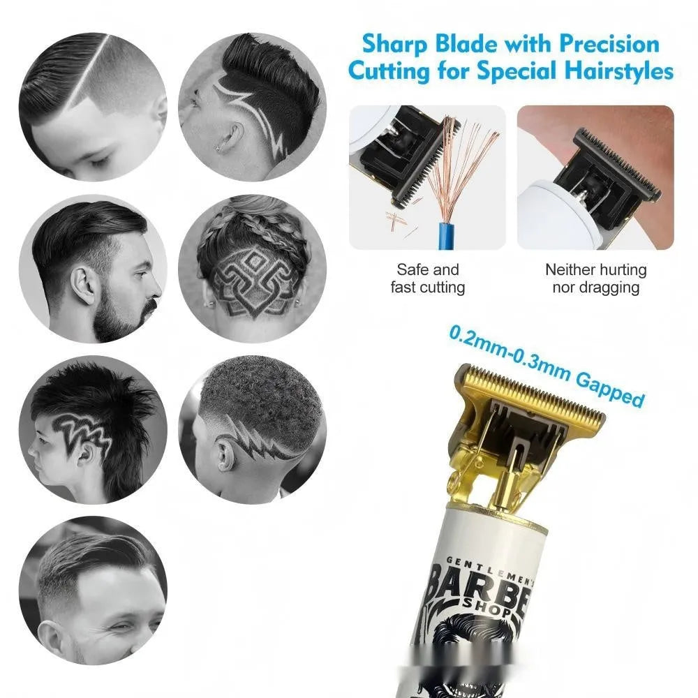 USB rechargeable hair clipper with stainless steel cutter head and 4 grooming attachments