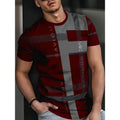 Men's loose fit short-sleeved T-shirt with digital 3D printed stripes pattern, available in multiple colours and sizes up to 5XL.