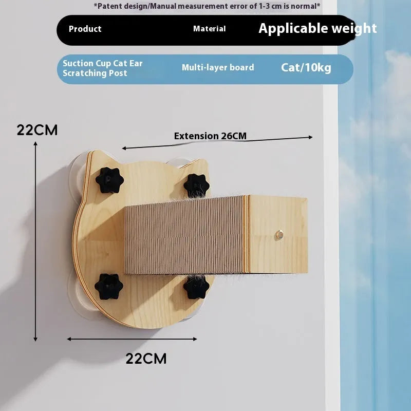 Suspended cat climbing frame with sisal scratching surfaces in space capsule design attached to ceiling