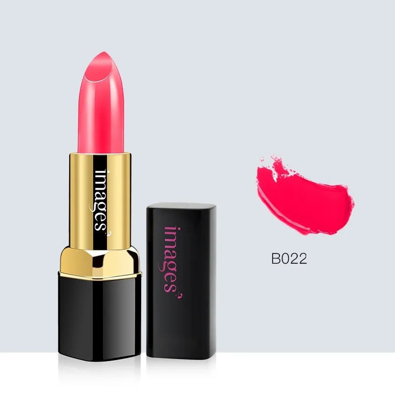 Moisturising lipstick tube in a choice of 10 colours including coral red and barbie pink.