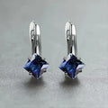Copper diamond design earrings with inlaid zircon stones in blue, green and colour variations