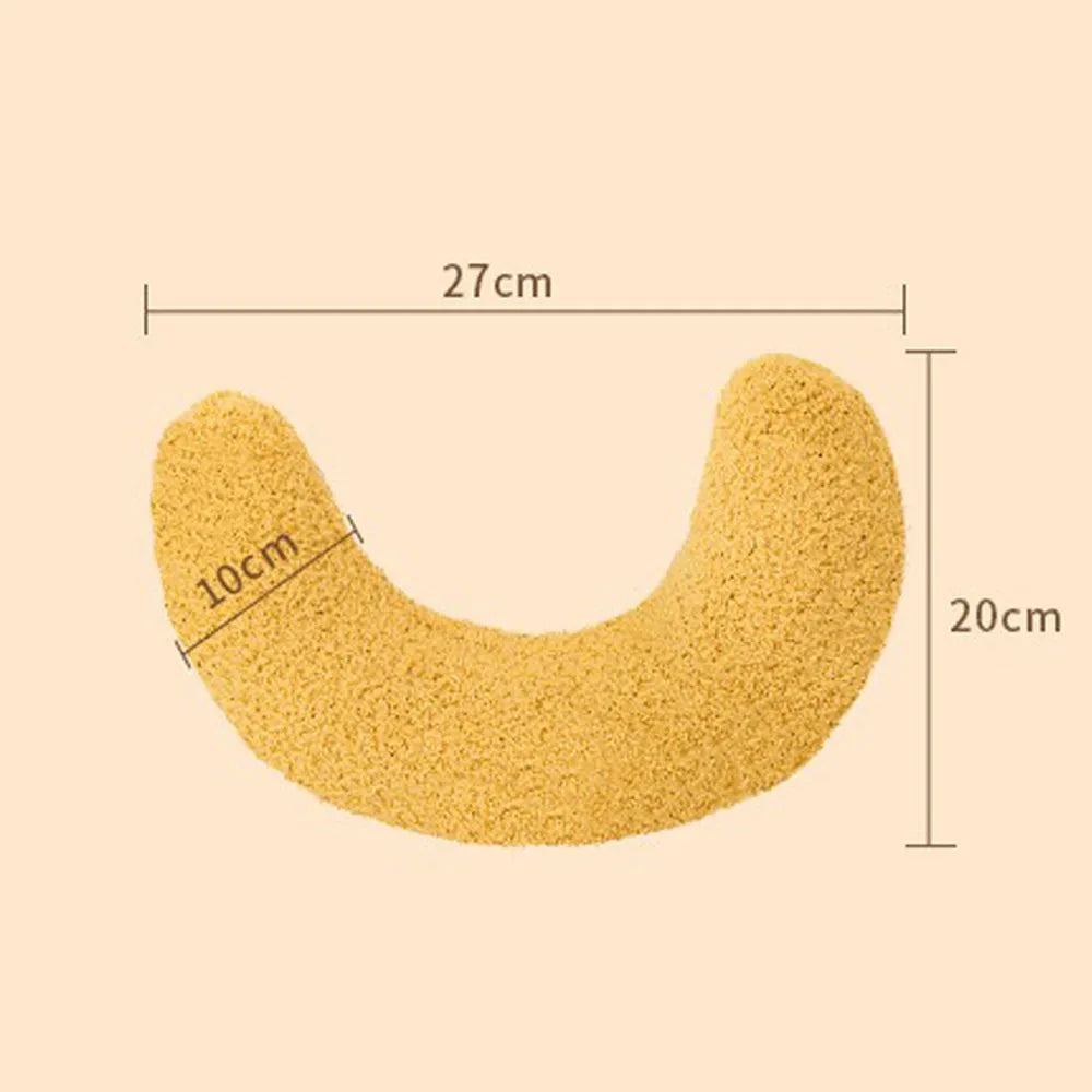 U-shaped blue cat pillow with adjustable collar for pet cervical protection and sleeping support