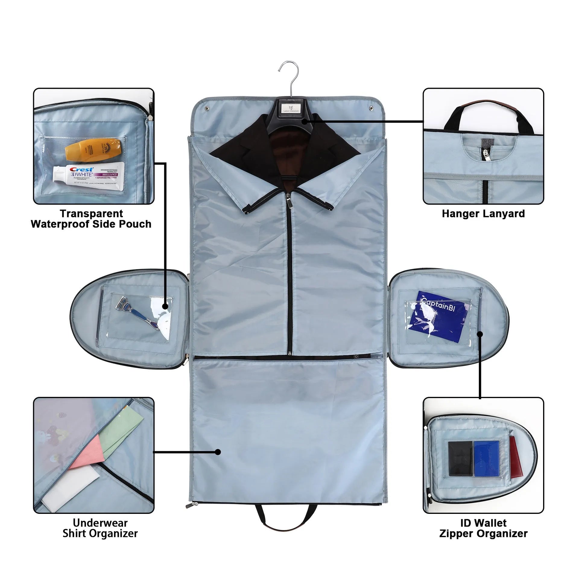 Folding duffel bag in Oxford cloth with 36-55L capacity for travel and workouts