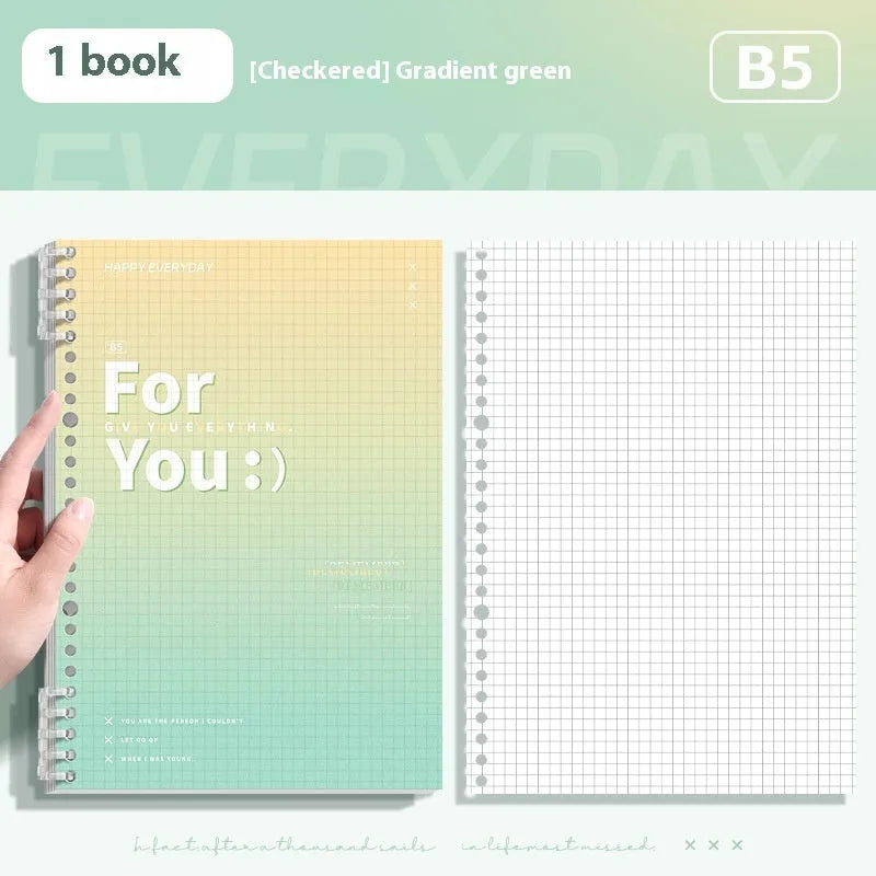 Gradient colour removable coil notebook with PP cover in blue, pink, green and purple options