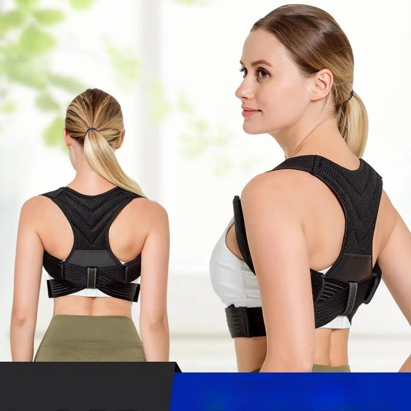Black anti-humpback posture correction belt for back and shoulder support.